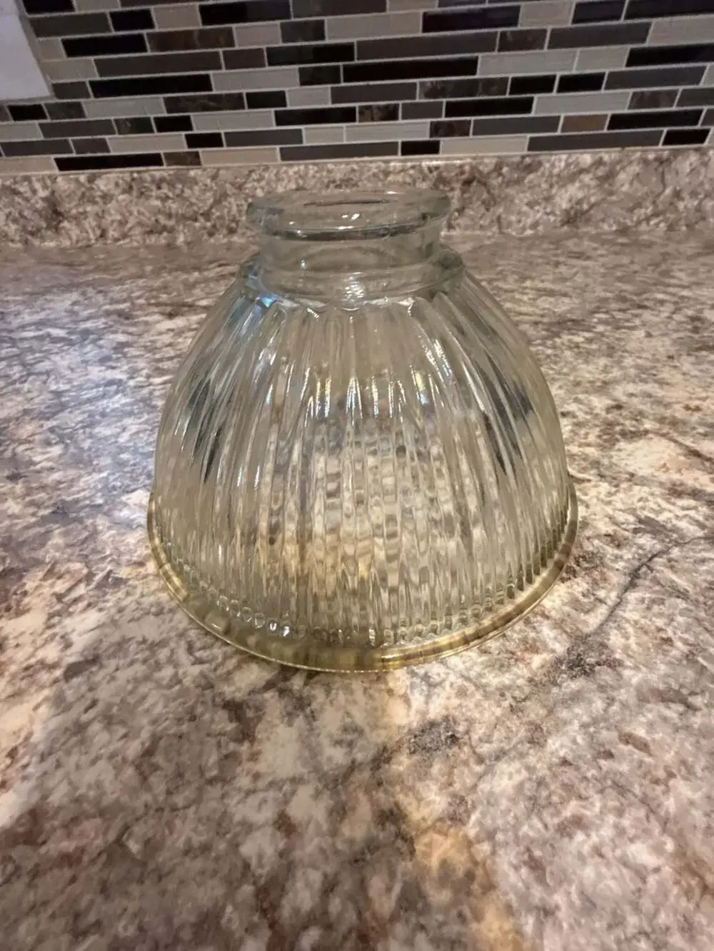 Vintage Ribbed Clear Glass Schoolhouse Light Shade